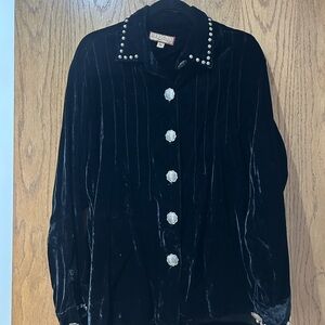 Double D Ranch Black Velvet Western-Style Jacket with Silver Conchos